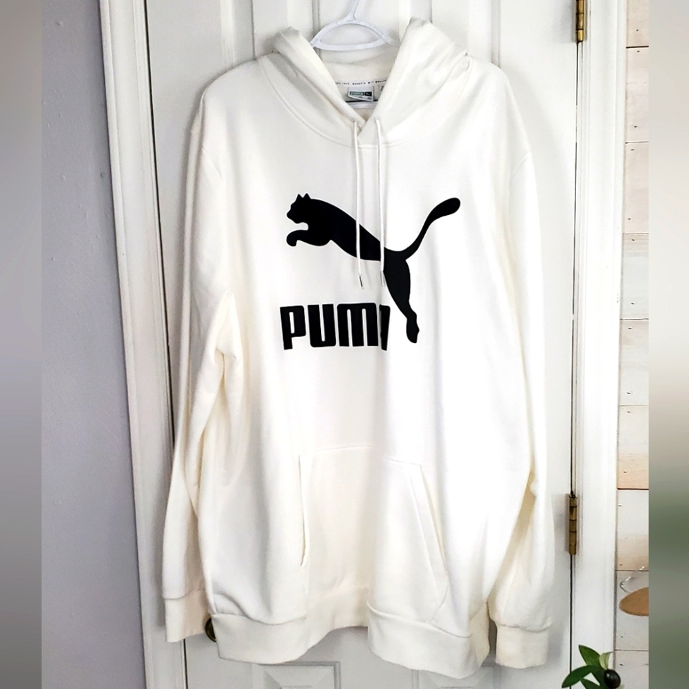New Puma Claccic's Men's White Big And Tall Logo Hoodie. Size 2XLT. - Picture 2 of 10